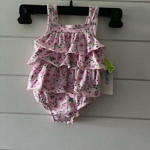 Carter's Pink Floral Baby Swimsuit Size 12 Months NWT